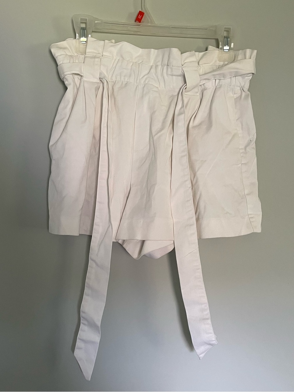 High-Waist Paperbag Belted Shorts - White